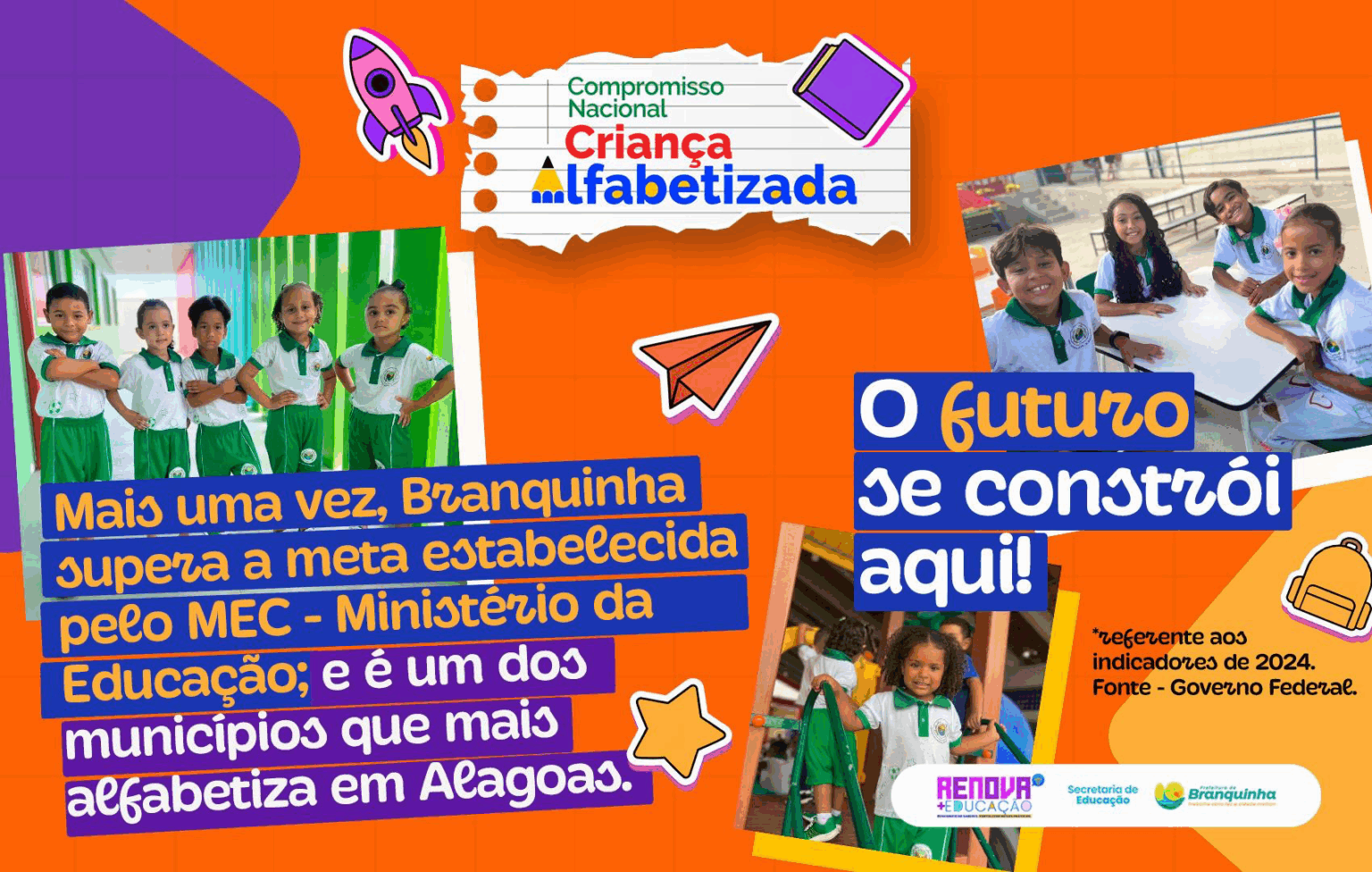Em mais um ano, município de Branquinha supera meta e avança na alfabetização na idade certa