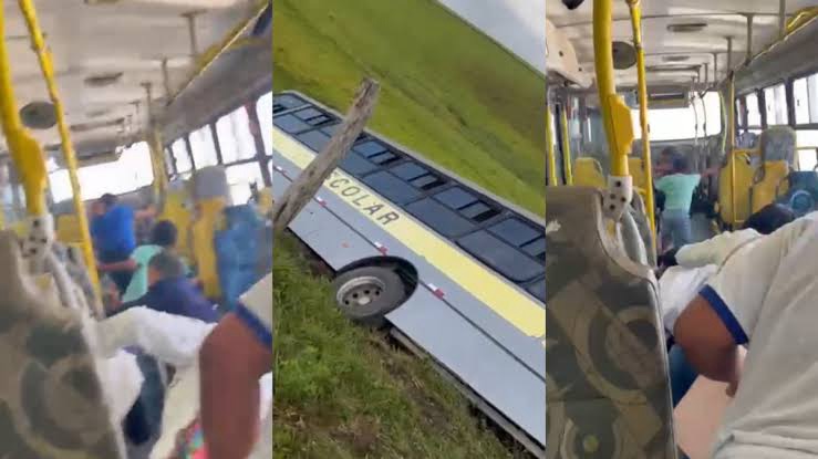Ônibus escolar tomba em Atalaia e deixa estudantes feridos