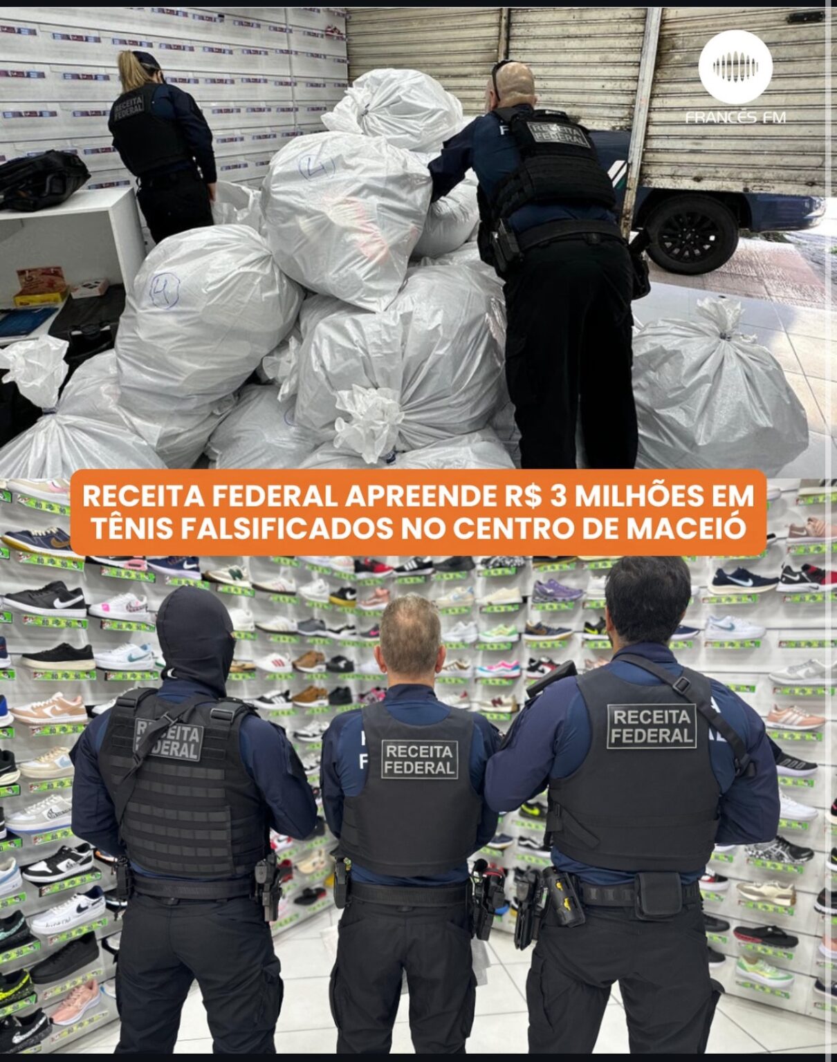 RECEITA FEDERAL APREENDE R$ 3 MILHÕES EM TÊNIS FALSIFICADOS NO CENTRO DE MACEIÓ