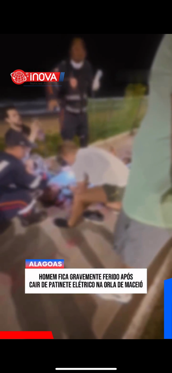HOMEM FICA GRAVEMENTE FERIDO APÓS CAIR DE PATINETE ELÉTRICO NA ORLA DE MACEIÓ