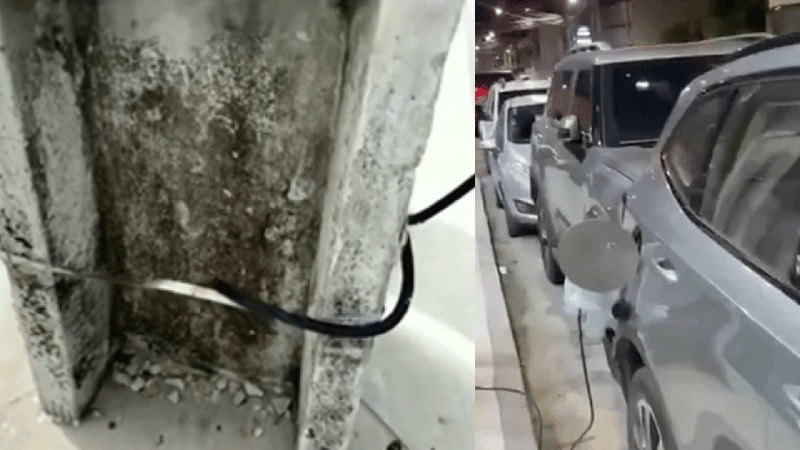 CARRO ELÉTRICO É FLAGRADO COM LIGAÇÃO IMPROVISADA EM POSTE NA PONTA VERDE, EM MACEIÓ